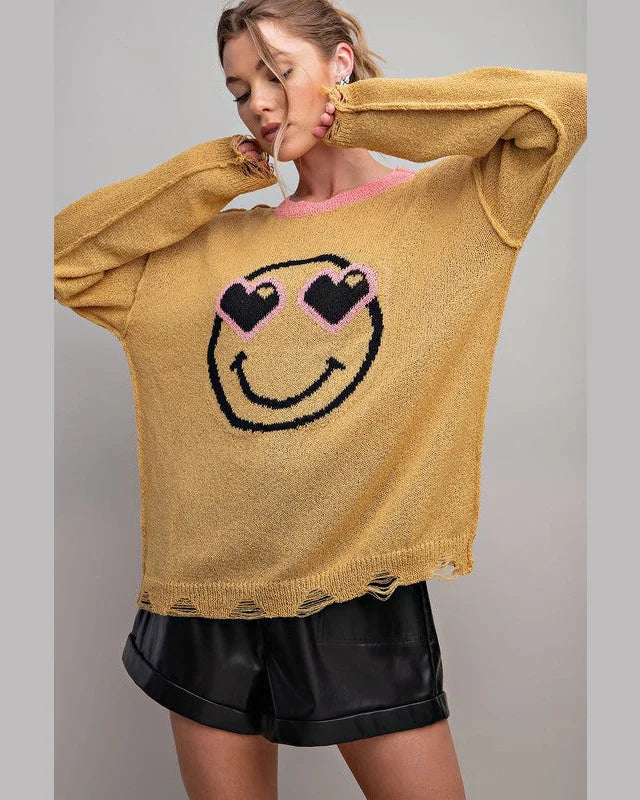 Smiley Face Knit Sweater