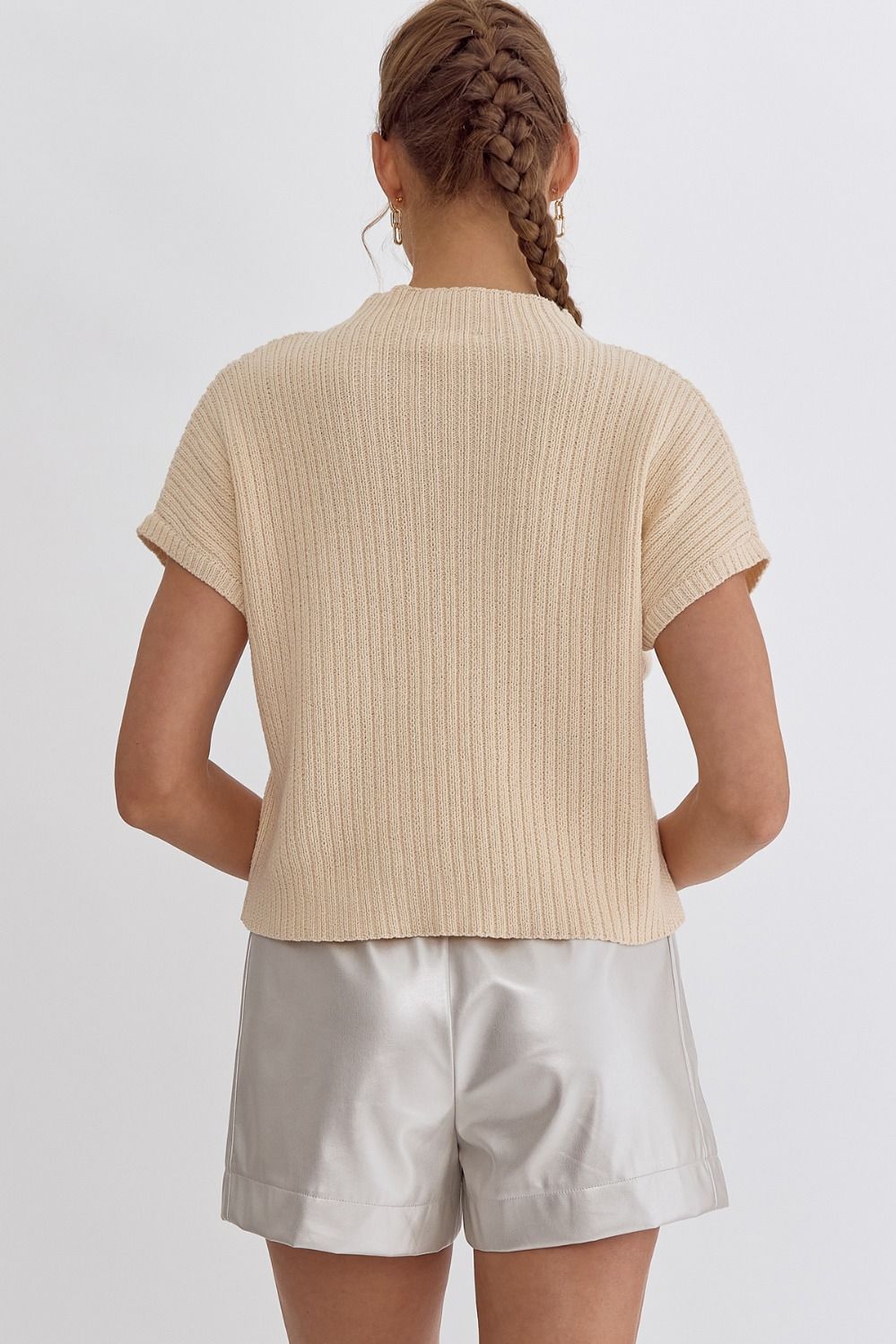 Solid Cropped Mock Neck Sweater