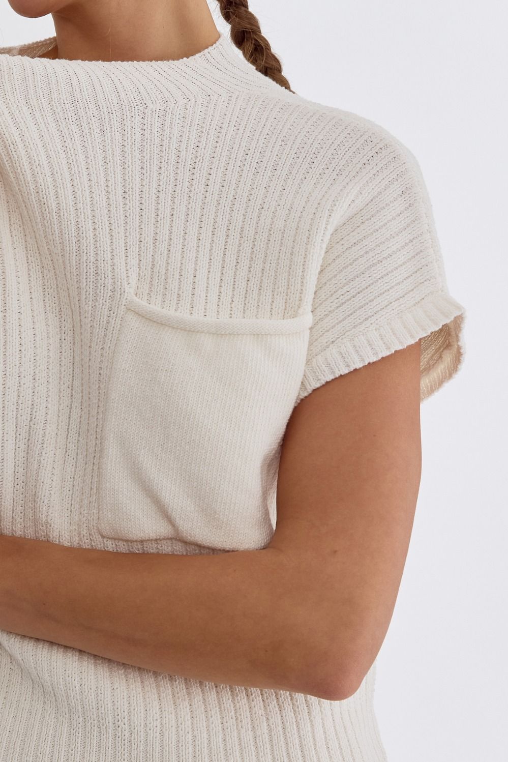 Solid Cropped Mock Neck Sweater