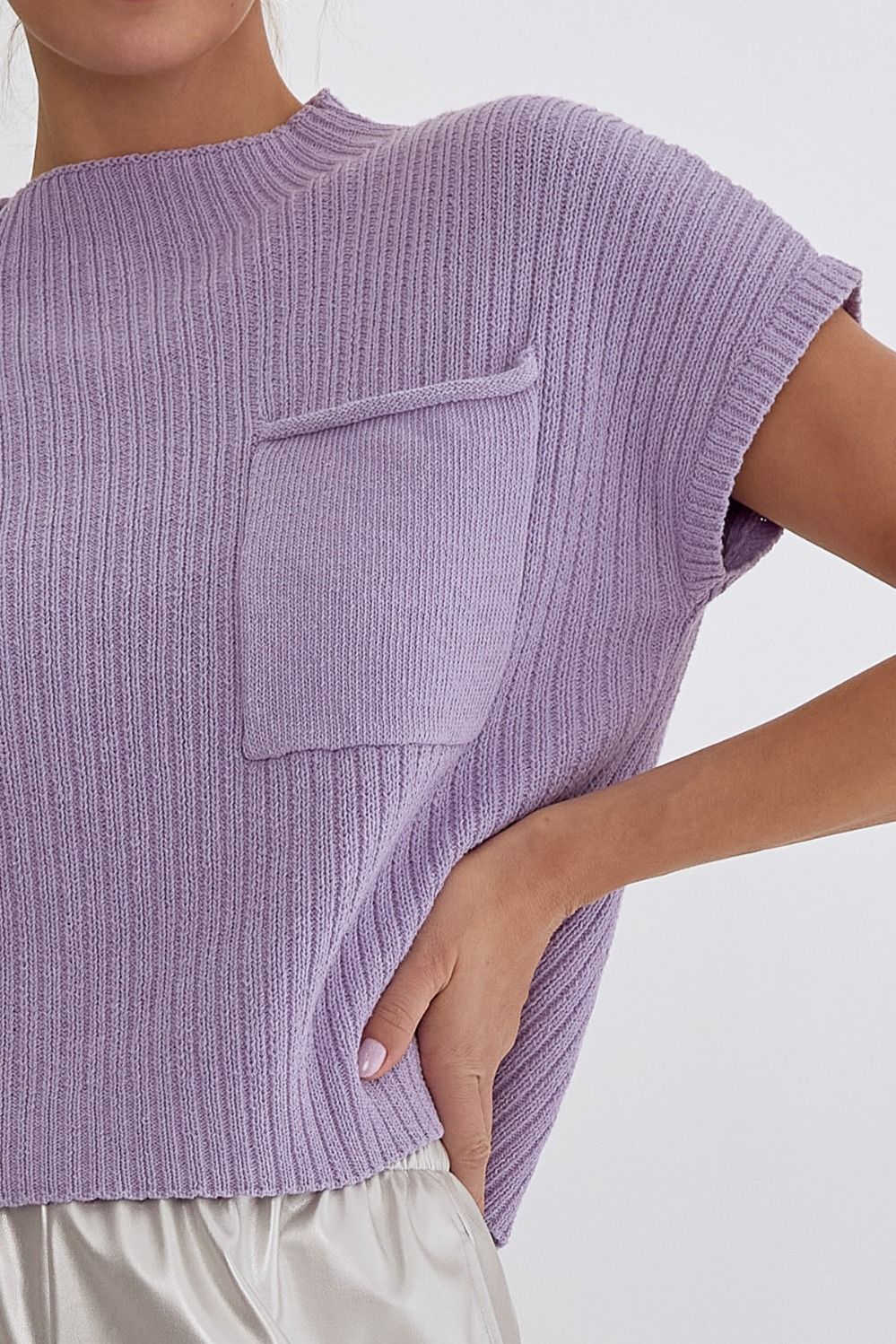 Solid Cropped Mock Neck Sweater