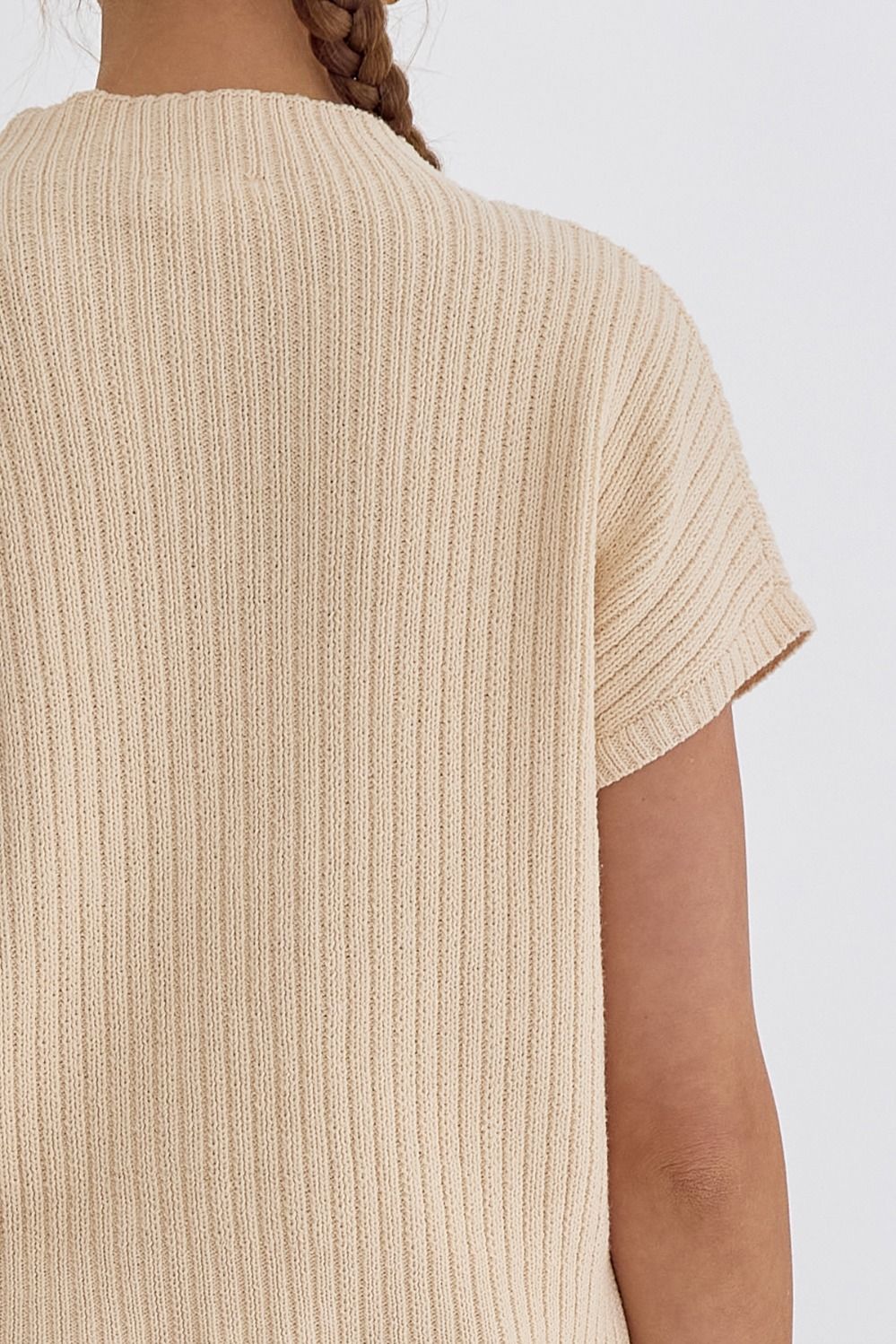 Solid Cropped Mock Neck Sweater