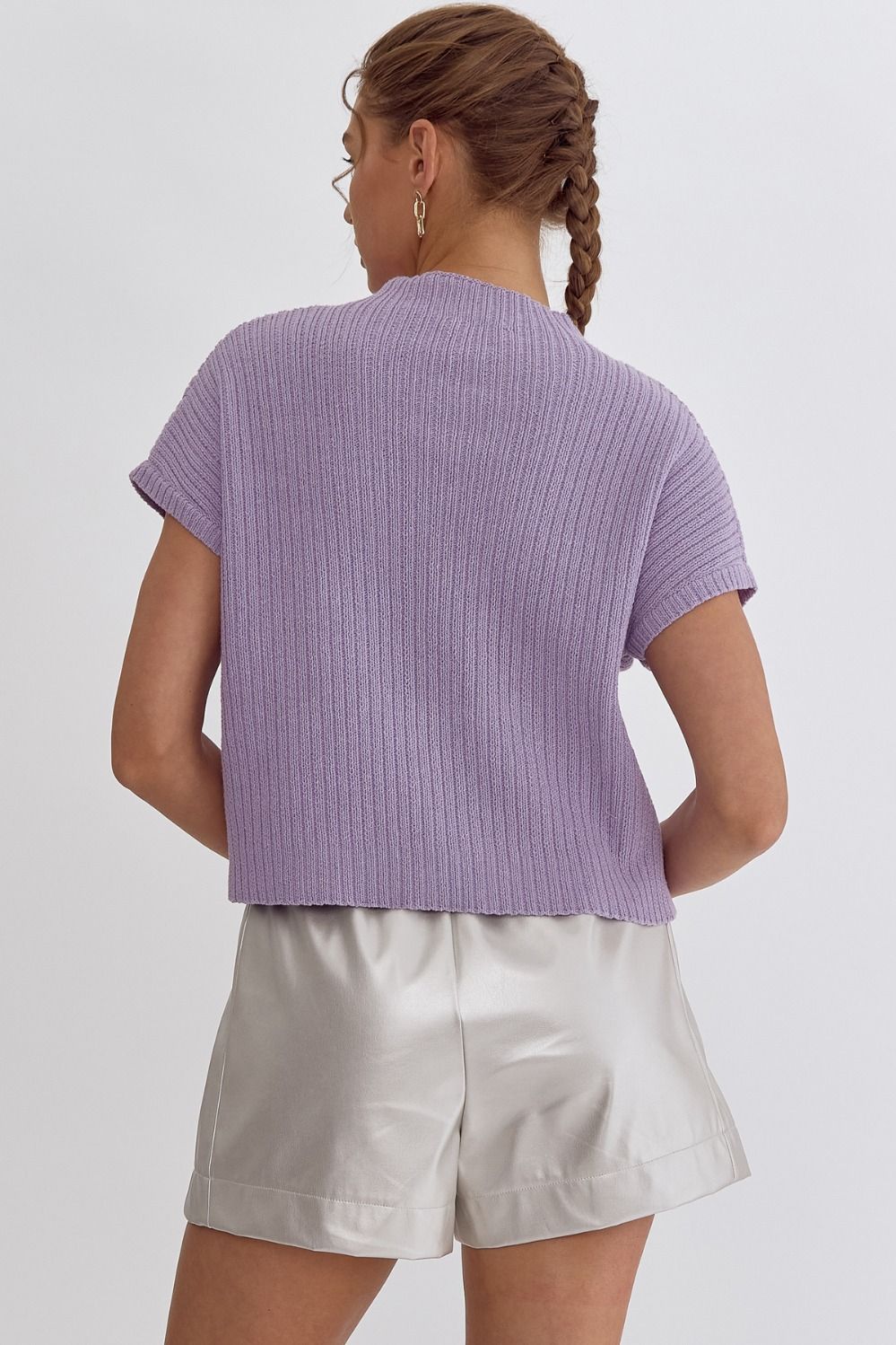 Solid Cropped Mock Neck Sweater