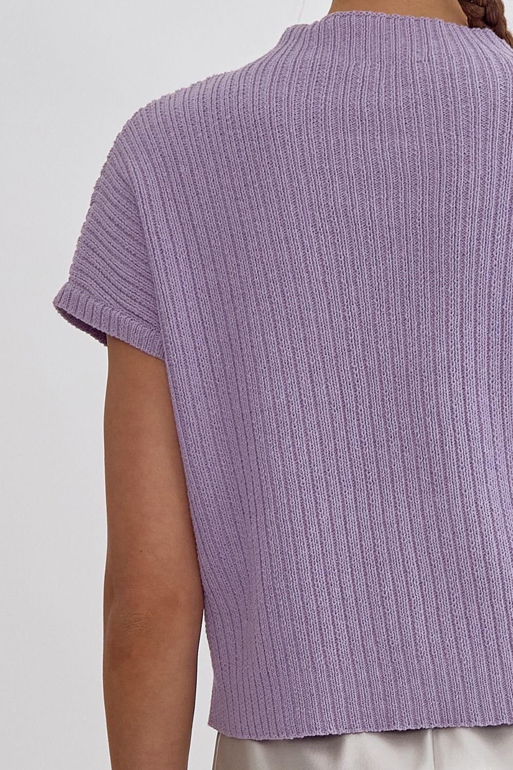 Solid Cropped Mock Neck Sweater