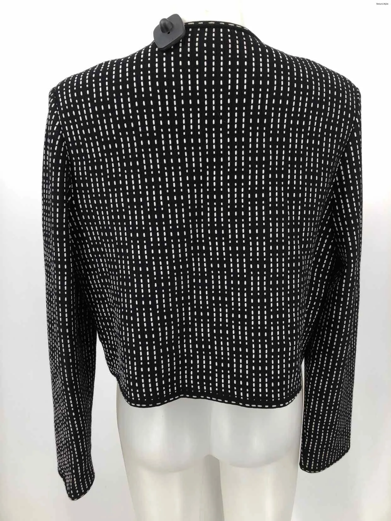 St. John Black and White Knit Print Blazer Size 12 (L) Women's Jacket