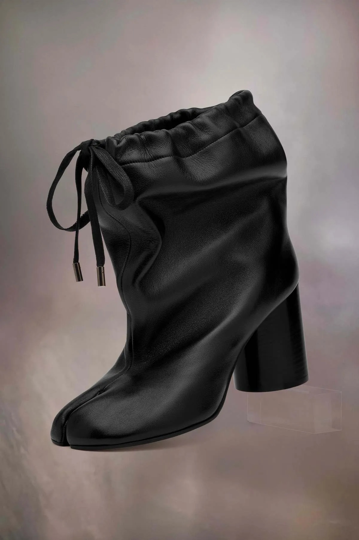 Tabi Drawstring Ankle Boots - Black