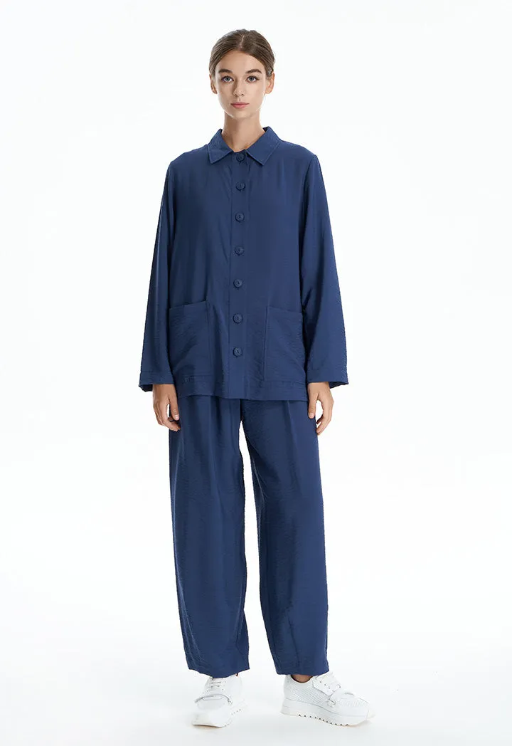 Textured oversized shirt with large buttons