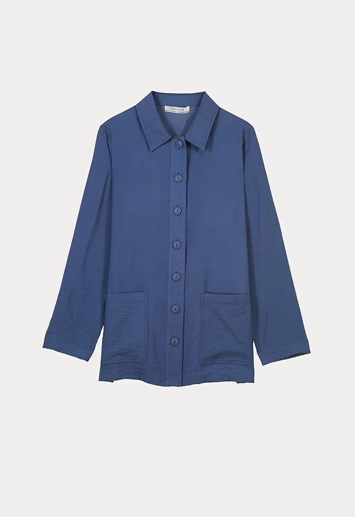 Textured oversized shirt with large buttons