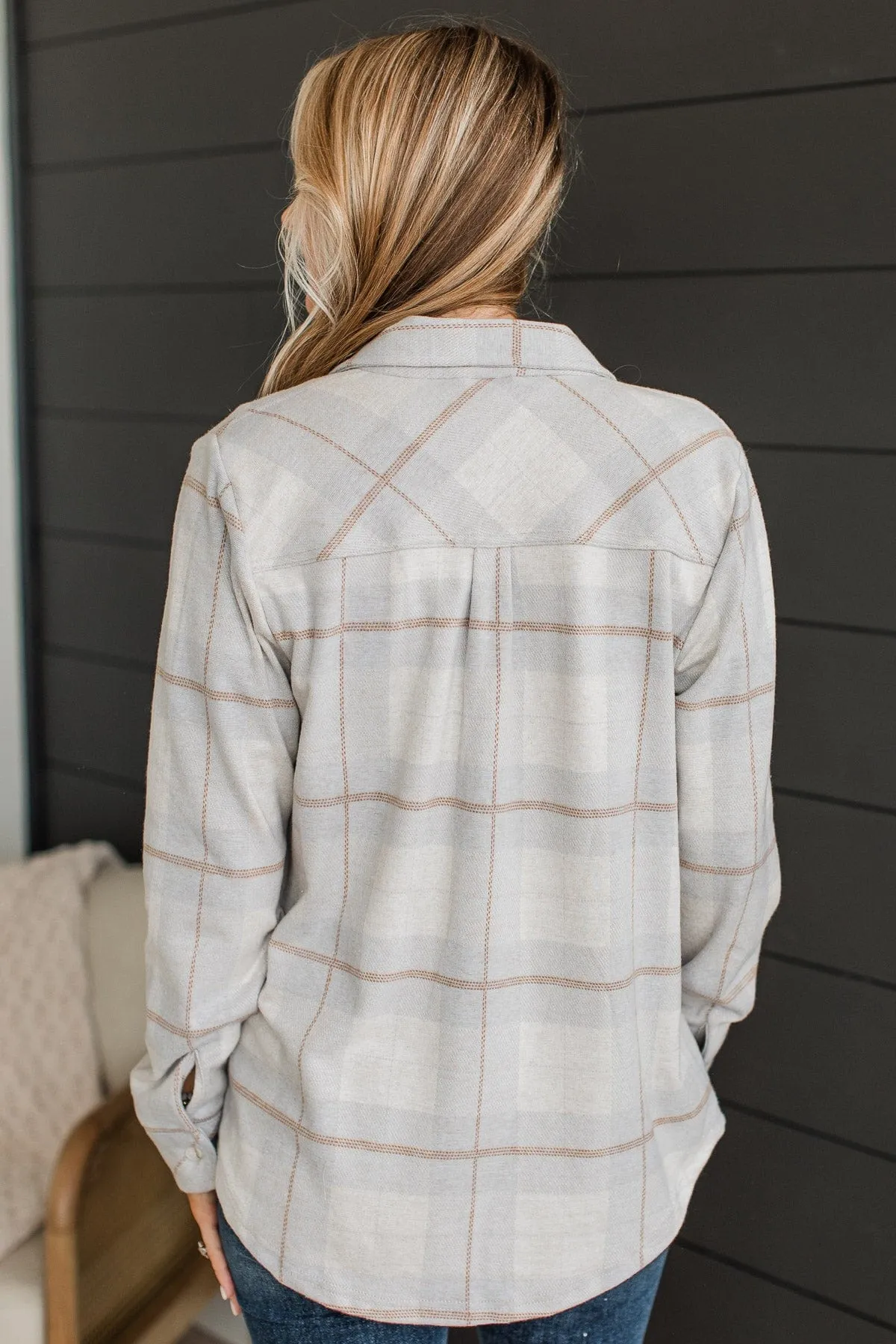 Thread & Supply Plaid Shirt Jacket - Light Grey