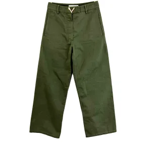 Valentino olive cotton drill wide leg crop pants XXS - $990.