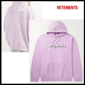 VETEMENTS | Plain Cotton Logo Hoodies for Unisex Street Style - Long Sleeves