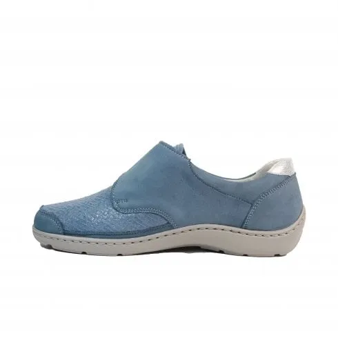 Waldlaufer Henni-Soft | 496H31 320 263 | Denim Silber Nubuck | Women's Wide Fit Riptape Shoes