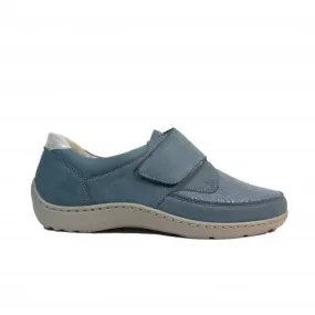 Waldlaufer Henni-Soft | 496H31 320 263 | Denim Silber Nubuck | Women's Wide Fit Riptape Shoes