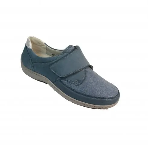 Waldlaufer Henni-Soft | 496H31 320 263 | Denim Silber Nubuck | Women's Wide Fit Riptape Shoes