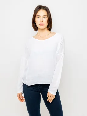 White Linen Long Sleeve Top