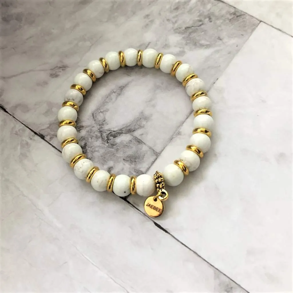 White Magnesite Gold Ring Bracelet - Shop Now!