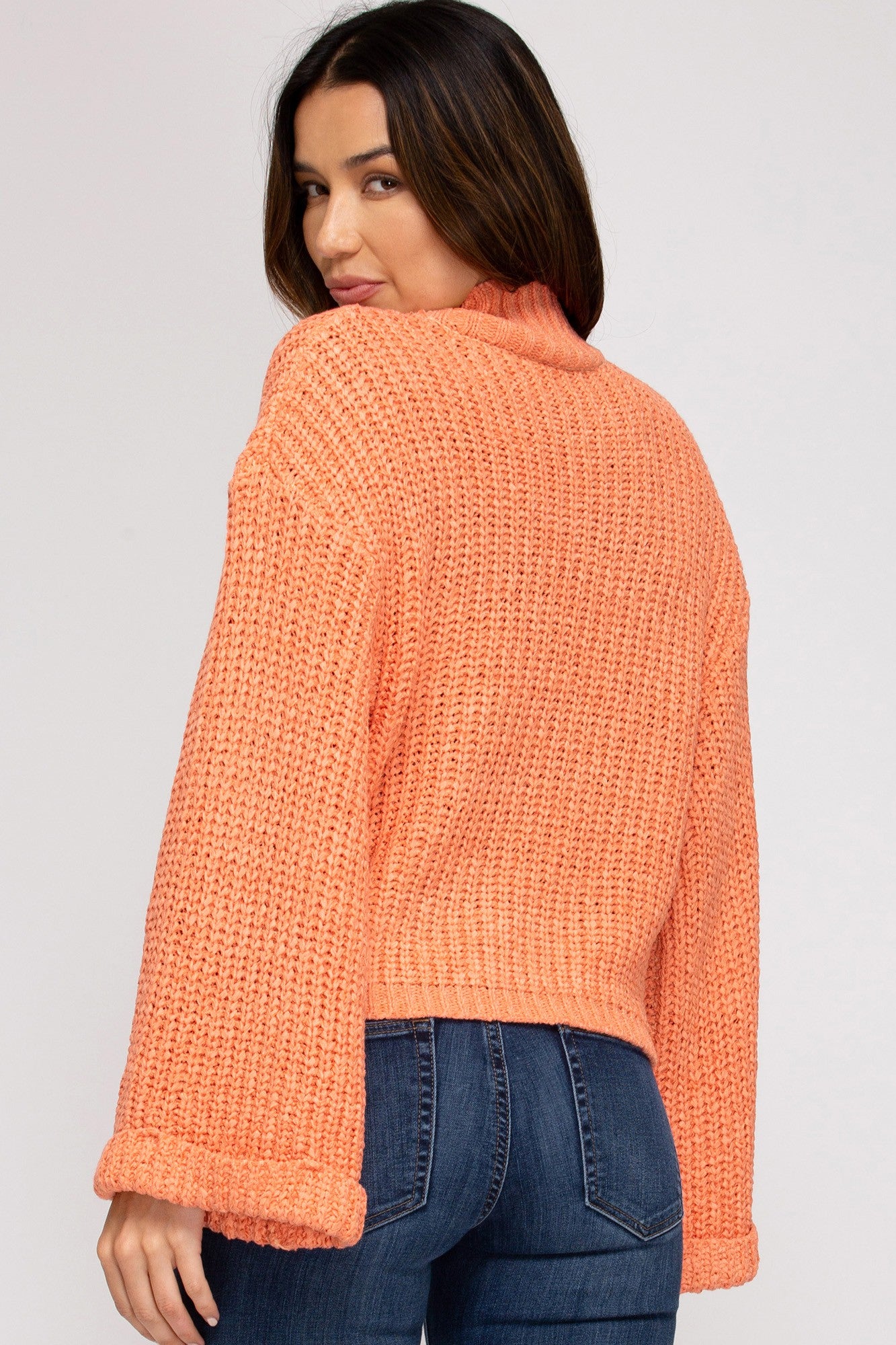 Wide Sleeve High Neck Sweater