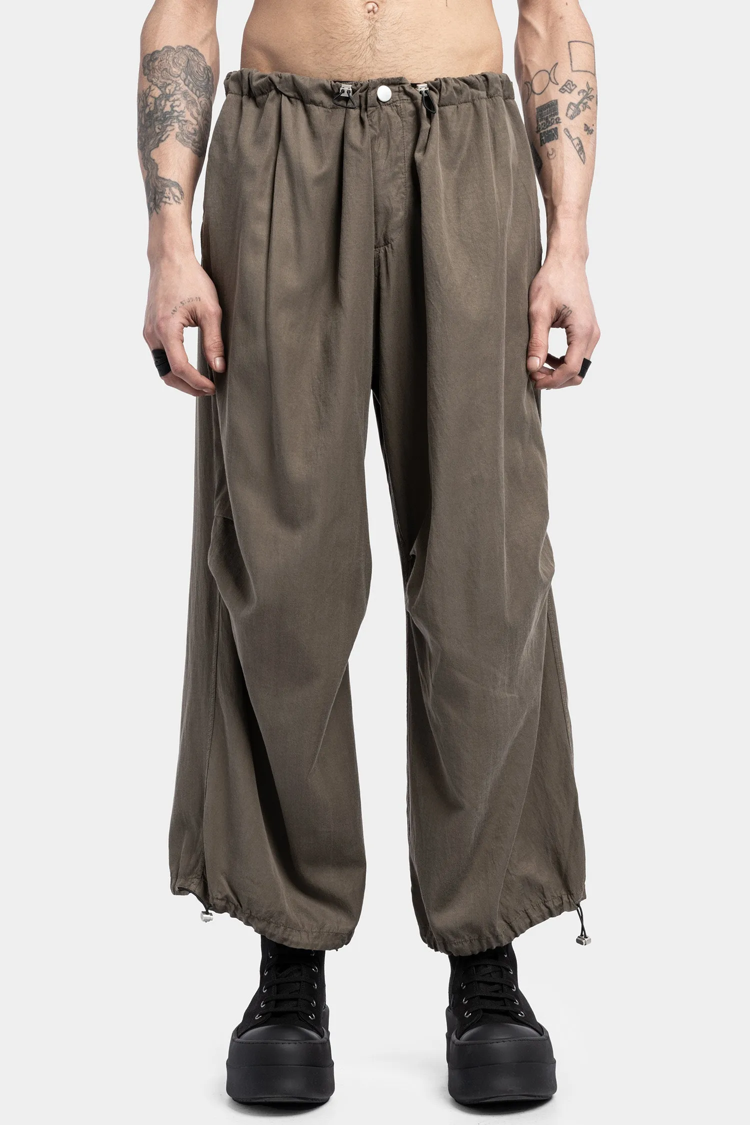 Wide Transform Trousers, Olive Green