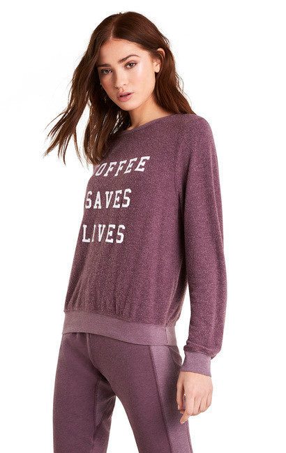 Wildfox Coffee Saves Lives Baggy Beach Jumper