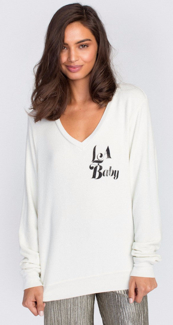 Wildfox LA Baby Baggy Beach V Sweater - Women's Boutique Clothing