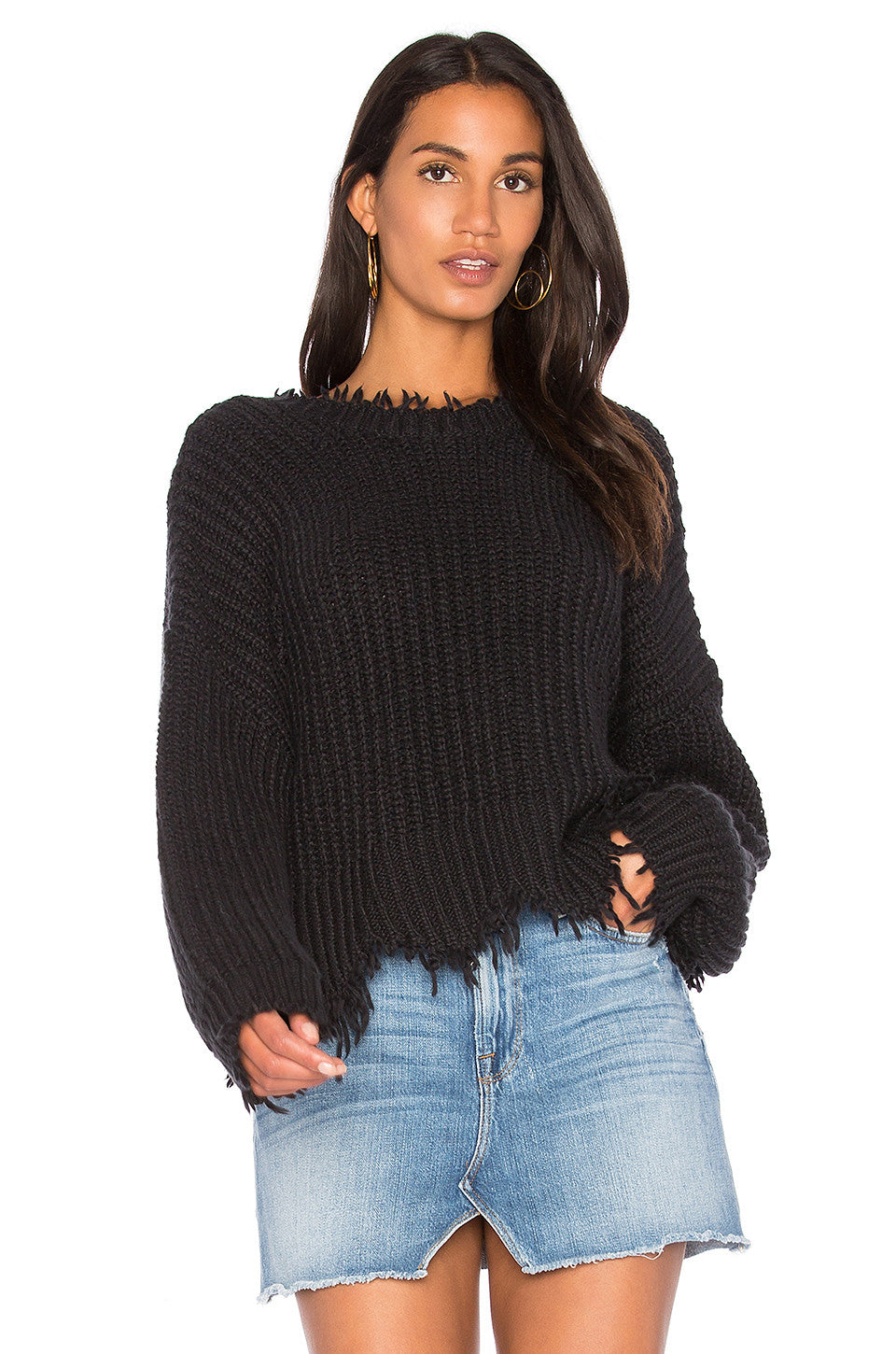 Wildfox Palmetto Fringe Sweater Black - Women's Fashion Trend