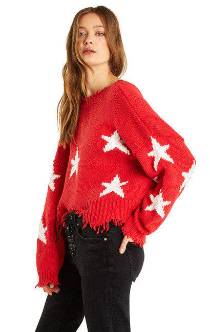 Wildfox Palmetto Sweater Stars Scarlet - Buy Now on Our Website