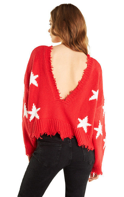 Wildfox Palmetto Sweater Stars Scarlet - Buy Now on Our Website