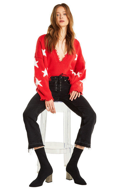 Wildfox Palmetto Sweater Stars Scarlet - Buy Now on Our Website