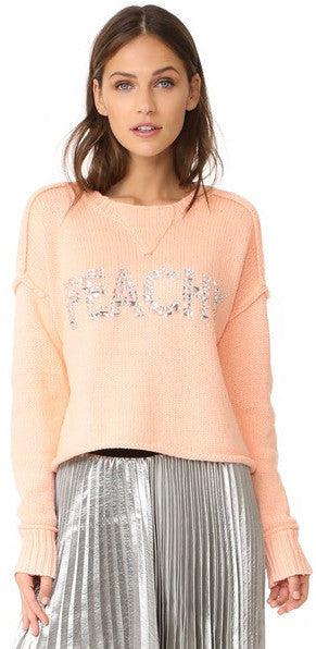 Wildfox Peach Rhinestone Crop Sweater