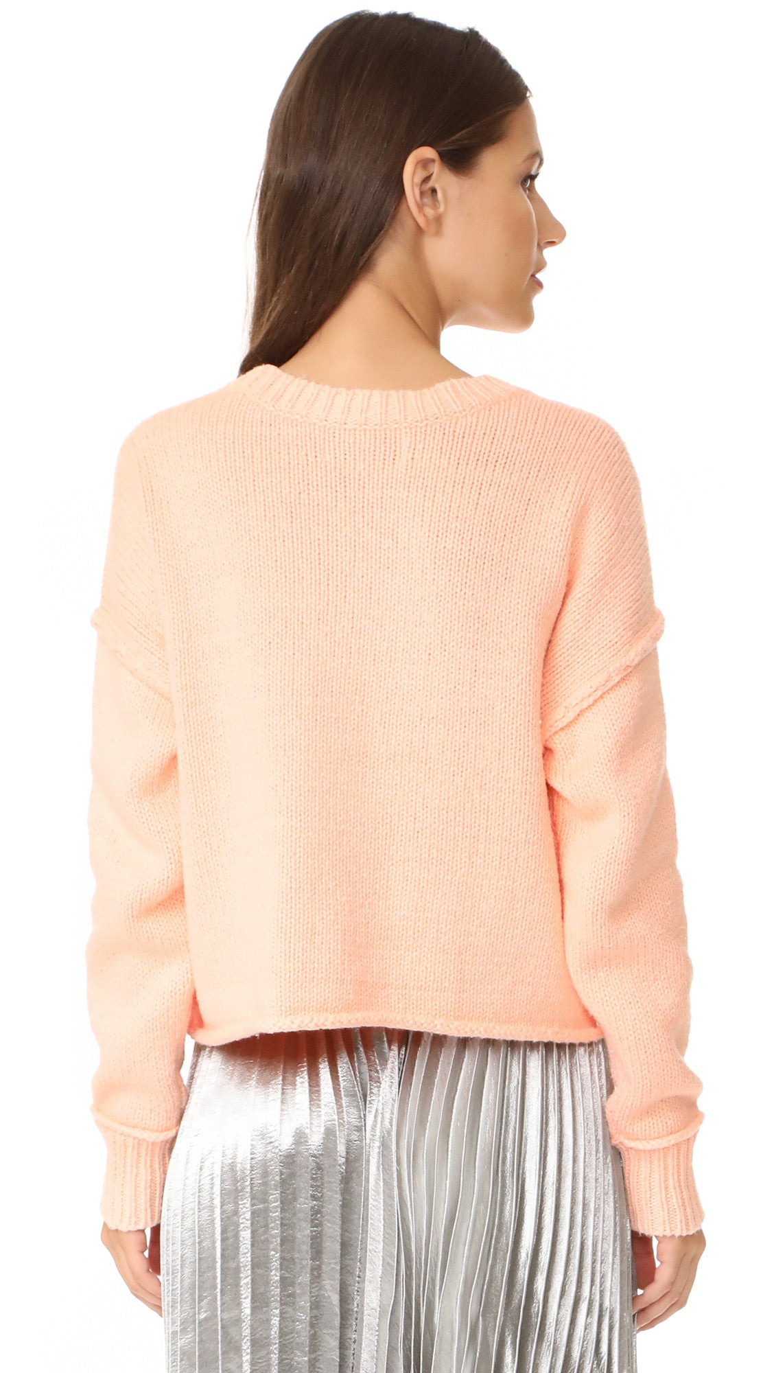 Wildfox Peach Rhinestone Crop Sweater