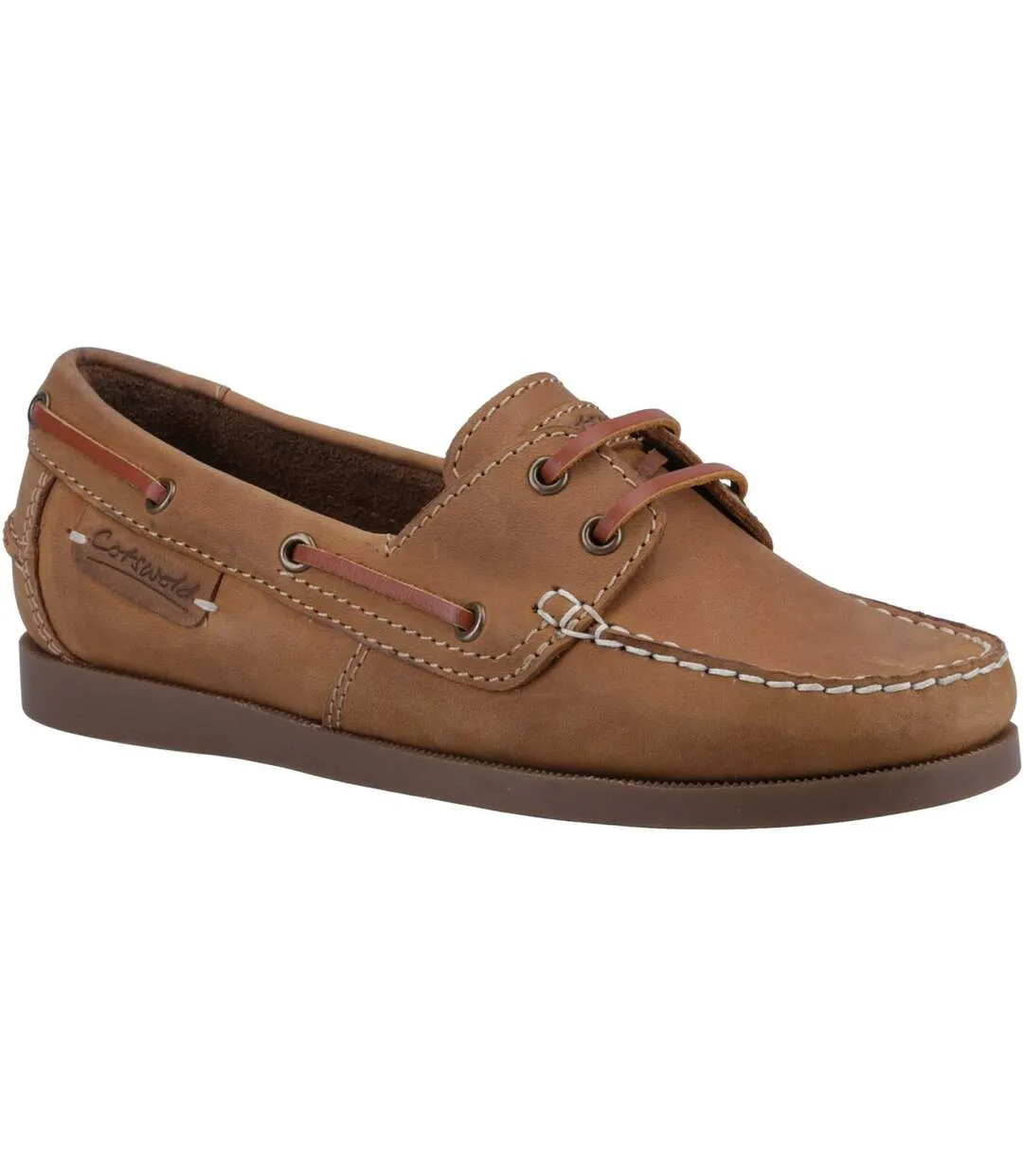 Womens/ladies waterlane leather boat shoes brown Cotswold